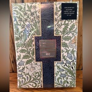 NWT William Morris at Home Garden Leaf Green Duvet Set Shams King Floral Yellow